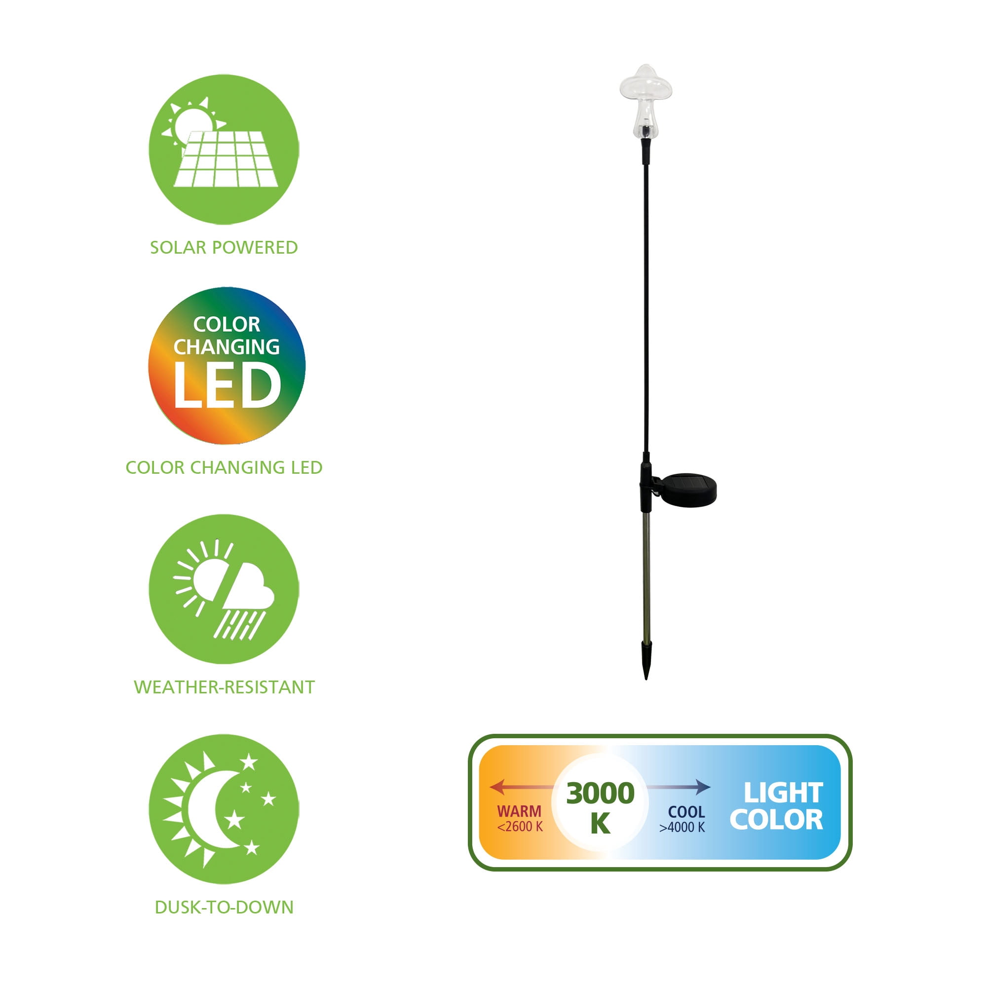 Mainstays Solar Powered Color Changing LED Mushroom Acrylic Stake Light