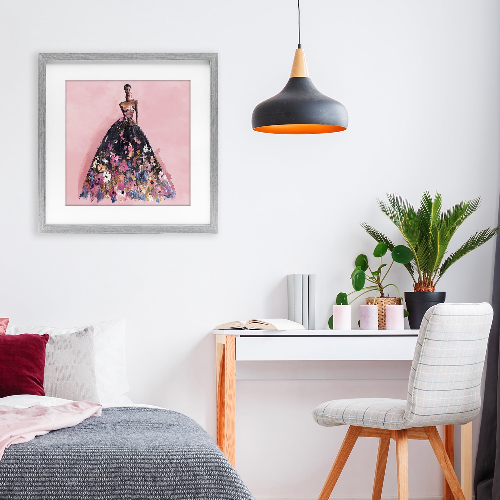 Stupell Industries Floral Reverie Gown Gray Framed Print Under Glass, design by Svetlana Aleynikova