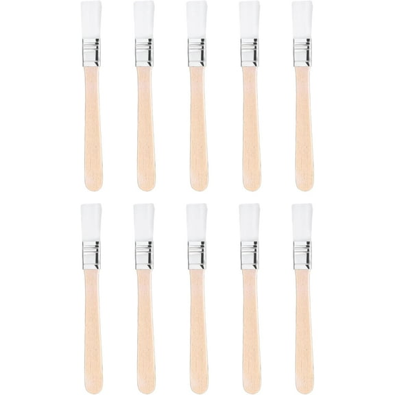 10Pcs Flat Paint Brushes Small Wood Paint Brush Artist Craft Paint Brushes Watercolor, Small Painting Brush Bulk Art Detail Oil Brush for Kid Adult(5.5 x 0.6 Inch) (White)