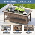 thumbnail image 5 of ELPOSUN 5-Seat Outdoor Patio Furniture Set, 4 Pieces All-Weather Wicker Rattan Outdoor Patio Sectional Sofa with Swivel Rocking Chairs, for Garden,Poolside,Backyard, Brown&Blue, 5 of 9