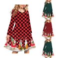 thumbnail image 3 of Odeerbi 4-14 Años Niñas Navidad Plaid Manga Larga A-Line Vestido Stretchy Escuela Recital Skater Vestido, 3 of 3