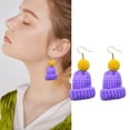 thumbnail image 2 of SUSHANG Wool Ball Knitted Hat Earrings Christmas Simulation Creative Earrings Earrings Cute Wool Wool Knitted Hat Earrings Ear Hook, 2 of 8