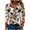 01 Brown, variant on Fewfanhot Women's Tops Casual Loose Halloween Fall/Winter Printed T-shirt 3/4 Sleeves V-Neck Blouse