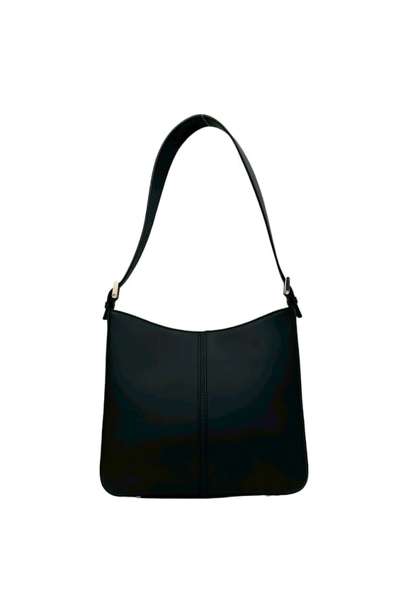 Pre-Owned BURBERRY Nova Check Leather Semi-One Shoulder Bag Tote Black 11376