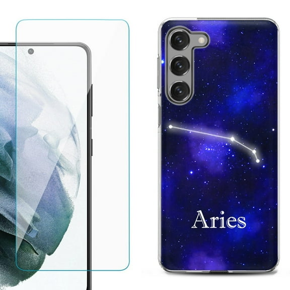 Shockproof Fashion Phone Case for Samsung Galaxy S23  / S23 Plus 5G, with Tempered Glass Screen Protector, by OneToughShield ® - Aries