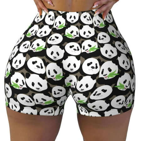 Workout Shorts Women  Panda Bear Biker Shorts for Women Running Gym Spandex Shorts Tummy Control