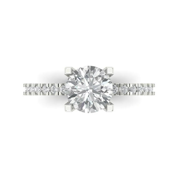 Solitaire with Accents Engagement Ring for Women - 1.71ct Simulated Diamond in 18K White Gold Promise Ring