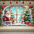 thumbnail image 3 of Colorful Design Christmas Banner Santa Theme Santa Claus Banner Reindeer Pattern Snowman Design Holiday Backdrop for Christmas Party Home Decoration Family Gathering, 3 of 9