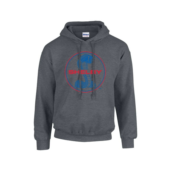 Ford Shelby Cobra Blue & Red Circle Logo Adult Hooded Pullover-Heather Gray-XXXL