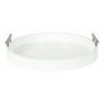 thumbnail image 2 of Kate and Laurel Lipton Modern Round Tray, 15.5 inch Diameter, White and Silver, Decorative Accent Tray for Storage and Display, 2 of 8