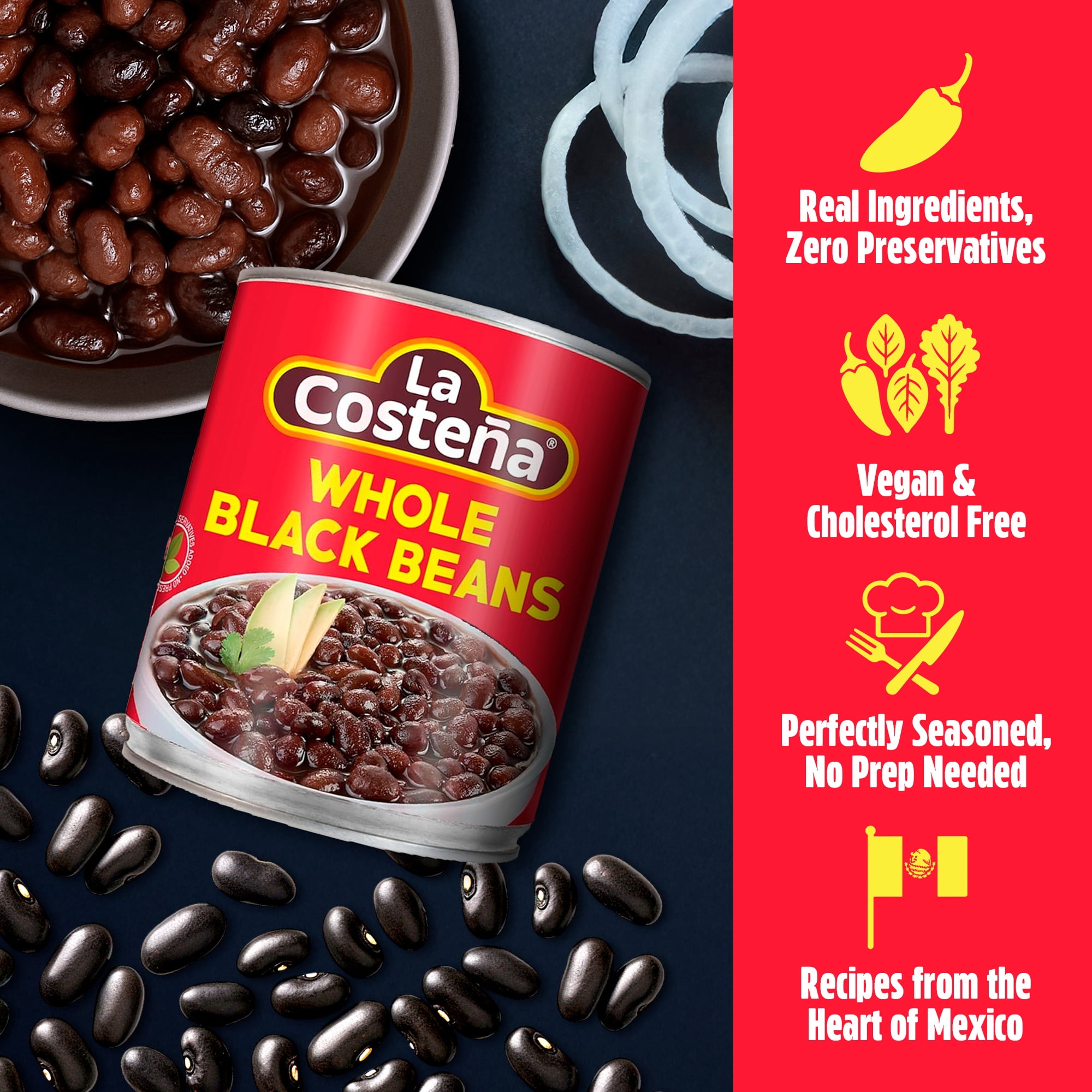 (4 pack) La Costeña Canned Black Beans, 19.75 oz