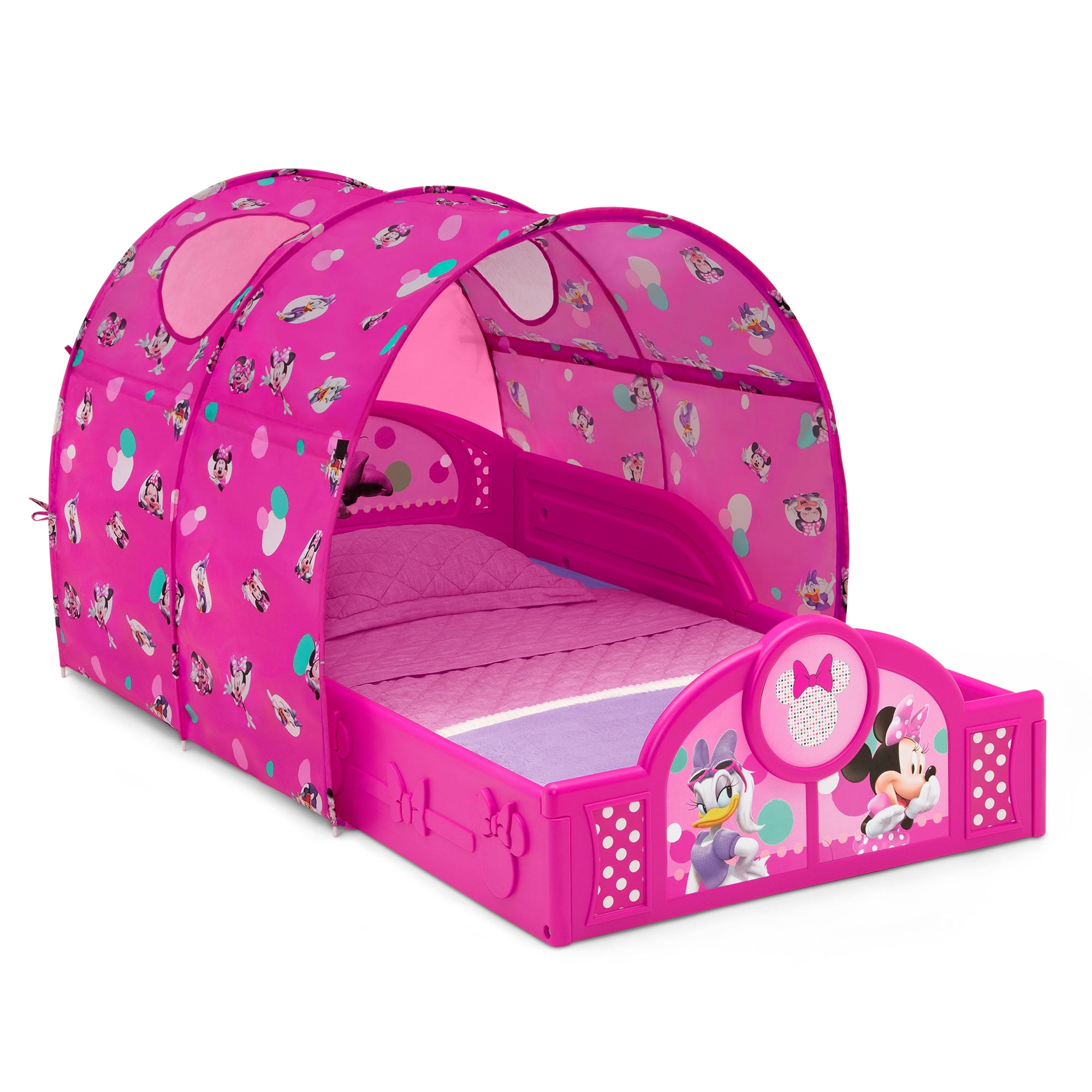 Disney Toddler Bed Frame Minnie Mouse Child Crib Kid Safe Rail Bedroom Furniture 