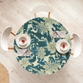thumbnail image 4 of Ambesonne Flowers Vintage Fitted Round Tablecloth, Wild Jungle Boho, 45"- 56" Diameter, Avocado Green Cream, 4 of 5