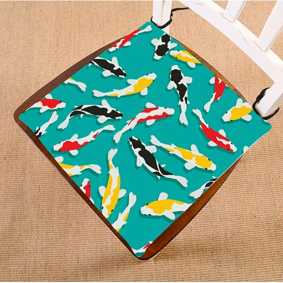 ABPHQTO Colorful Koi Fish Chair Pad Seat Cushion Chair Cushion Floor Cushion Two Sides Printing 16x16 Inch