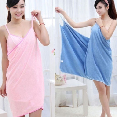 Serviette De Bain Portable Velours Corallien Avec Bretelles - Robe Serviette Plage Spa Pour Femmes
