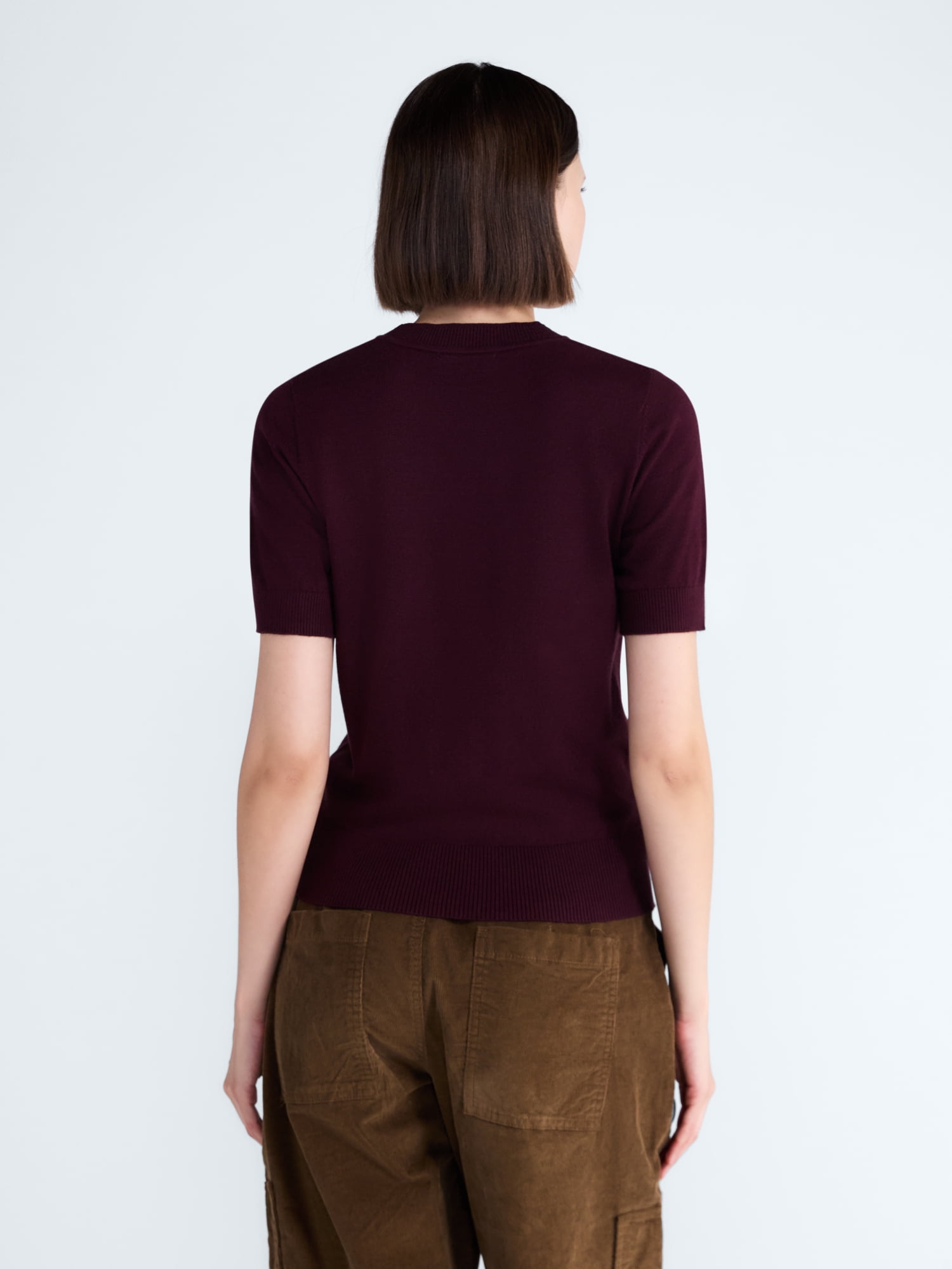 Free Assembly Women's and Women's Plus Embellished Cozy Yarn Sweater with Short Sleeves, Sizes XS-4X