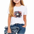 thumbnail image 2 of Amidoa Girls Short Sleeve Graphic Crewneck Summer Independence Day T Shirts Kids Casual Tops White Size 9, 2 of 7