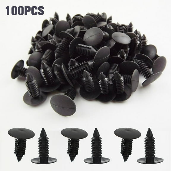 100 Pcs Black 8mm 0.3in Hole Plastic Rivets Retainers Screw, Car Push Clip Fastener