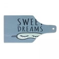 thumbnail image 1 of Saying Cutting Board, Hand Drawn Sleeping Theme Illustration Doodle Simplistic Arrangement, Decorative Tempered Glass Cutting and Serving Board, Wine Bottle Shape, Slate Blue Dark Blue, by Ambesonne, 1 of 1