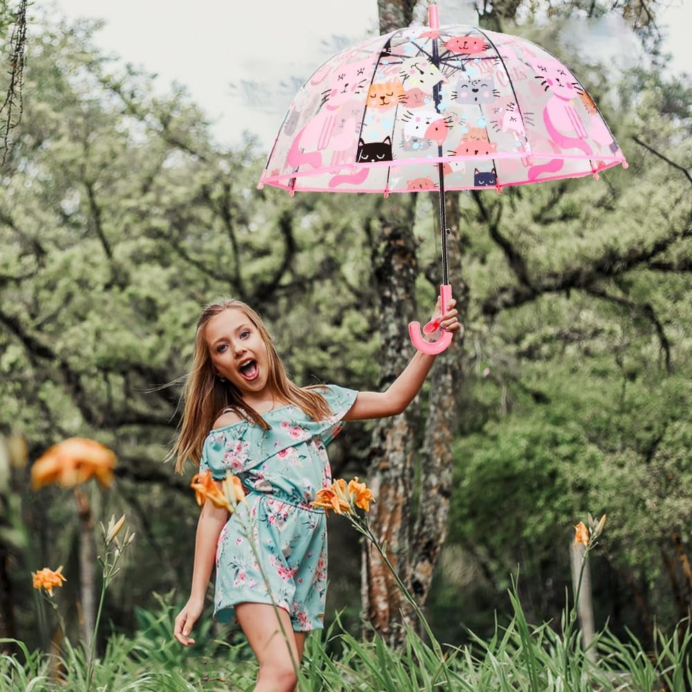 Kids Umbrella for Girls & Boys Toddler Childrens Clear Bubble Umbrella for Kids Small Durable Kids Umbrellas for Rain Outdoor
