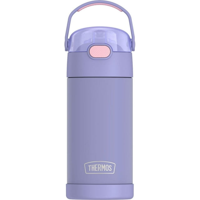Thermos Kids Bouteille d'eau isotherme sous vide avec paille rabattable, 355 ml, lavande