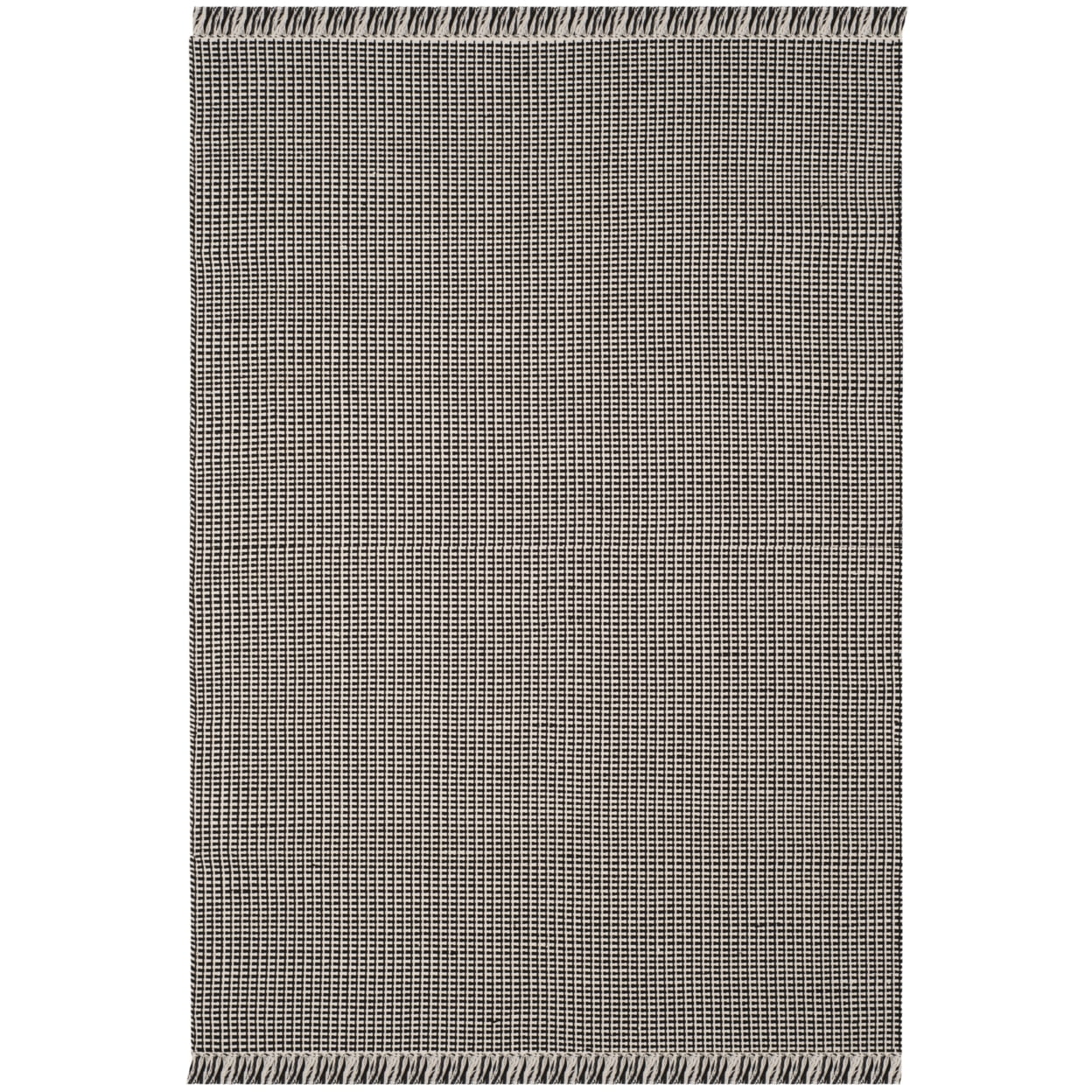 SAFAVIEH Montauk Patton Geometric Cotton Area Rug, Ivory/Black, 6' x 6' Square