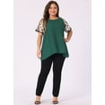 thumbnail image 3 of DARING DIVA Women's Plus Mesh Panel Crochet Raglan Sleeves Blouse 4X Dark Green, 3 of 6