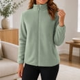 thumbnail image 6 of Annhoo Womens Fleece Full Zip Jackets Stand Collar Casual Solid Color Fall Winter Outerwear Coat with Pockets, 6 of 9