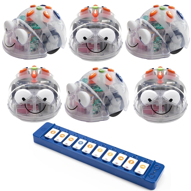 6pcs Blue-Bot Programmable & Rechargeable Robot with 1 FREE Tactile Code Reader | STEM Educational Classroom Teaching & Learning Coding Robotics