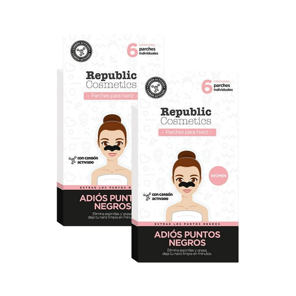 Republic Cosmetics 2 Boîtes de 6 Bandes de patch pour Enlever les Points Noirs et les Pores du Nez pour Elle