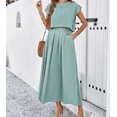 thumbnail image 6 of Summer Skirt Sets Women 2 Piece Outfits Cap Sleeve Top Elastic Waist Maxi Dress Sets with Pockets, 6 of 6