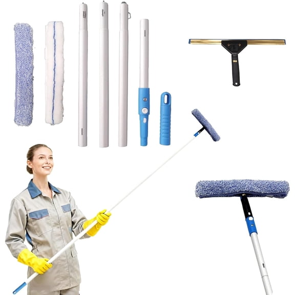 Extendable Window Cleaning & Washing Squeegee with Items Included, Extends to 4.13 Ft, White, 11 Count