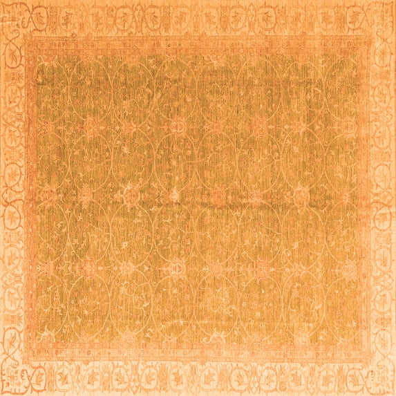 Ahgly Company Indoor Square Oriental Orange Modern Area Rugs, 4' Square