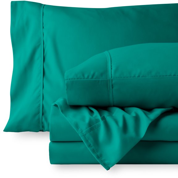 Bare Home Premium 1800 Ultra-Soft Microfiber Collection Sheet Set - Double Brushed - Hypoallergenic - Wrinkle Resistant - Deep Pocket, Queen, Emerald