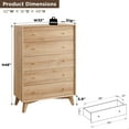 thumbnail image 5 of OKD Mid-Centry Modern 5 Drawer Chest, 48" Dresser for Bedroom,Living Room, Hallway, Kids Bedroom, Wood and Metal Storage Organizer, Natural Oak, 5 of 6