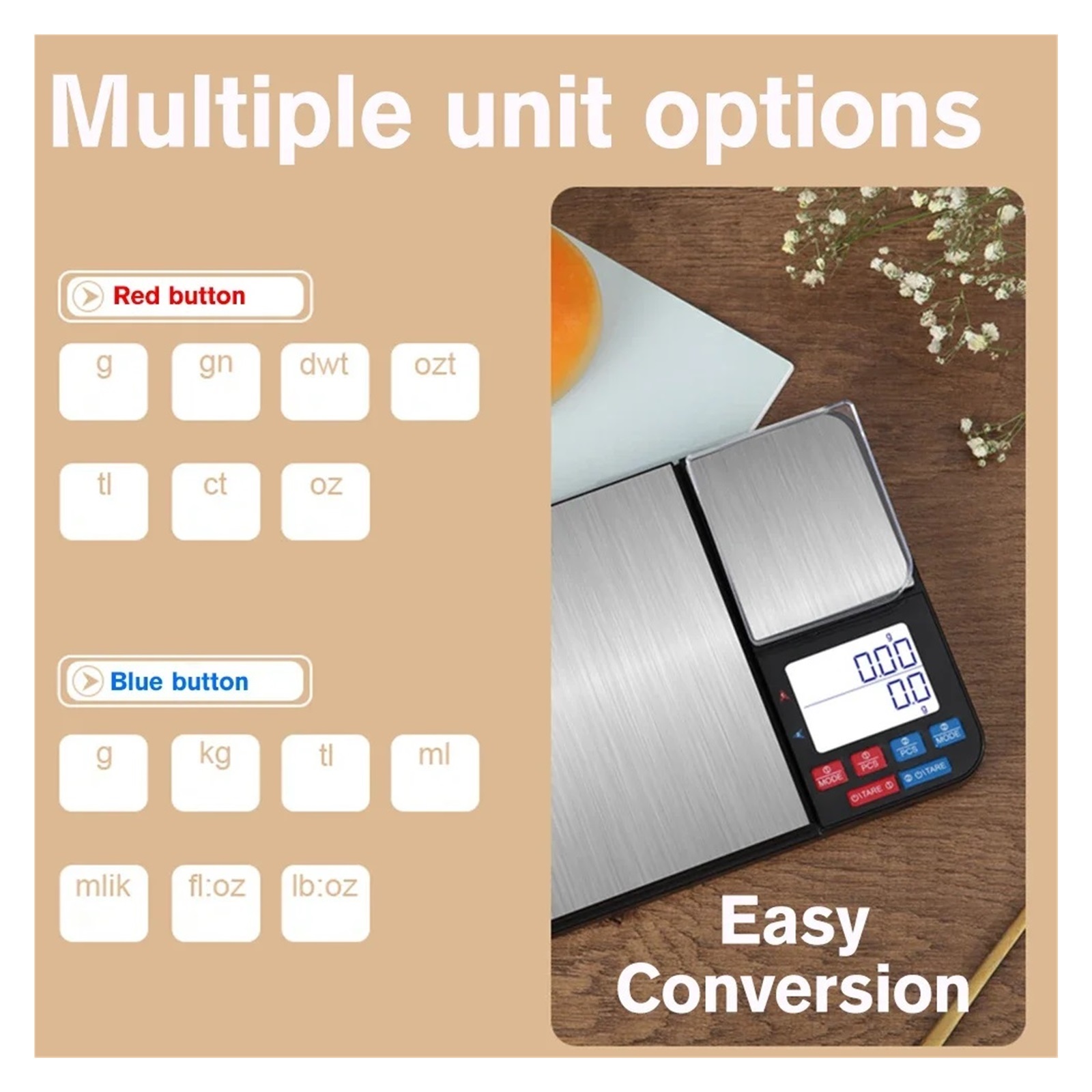 Kitchen Coffee Scale with Double Scale Pan Digital Food Multifunction Weighing Scale High Precision