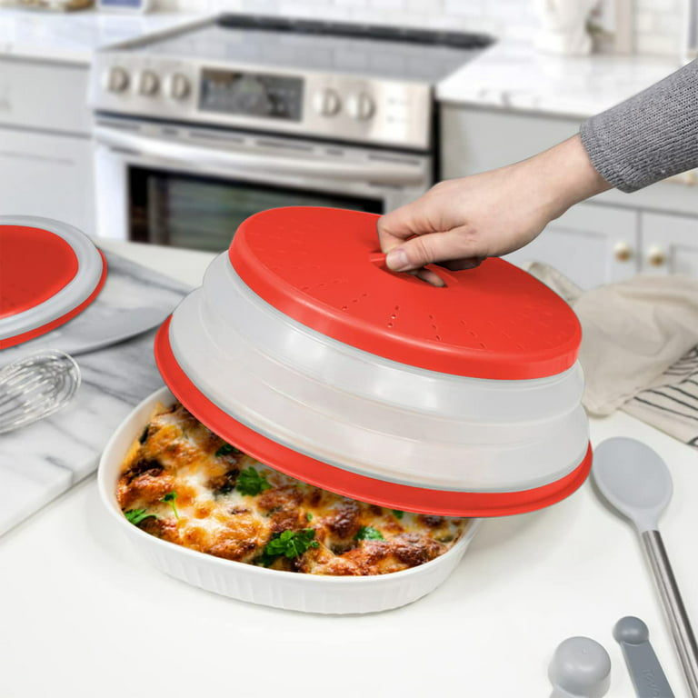 Kichwit Collapsible Silicone Microwave Plate Cover Splatter Guard,  Dishwasher Safe & BPA Free, 11”