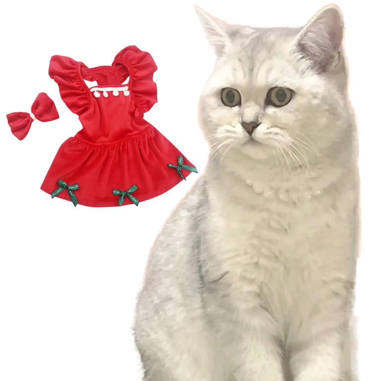 white christmas dresses Pet cloak Christmas decoration Pet Christmas costume Cat's clothes main image 1