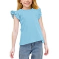 thumbnail image 1 of Zpanxa Girls Summer Shirts Solid Color Ruffle Sleeve Crew Neck Casual Tee With Polyester Spandex 12 Years, 1 of 6