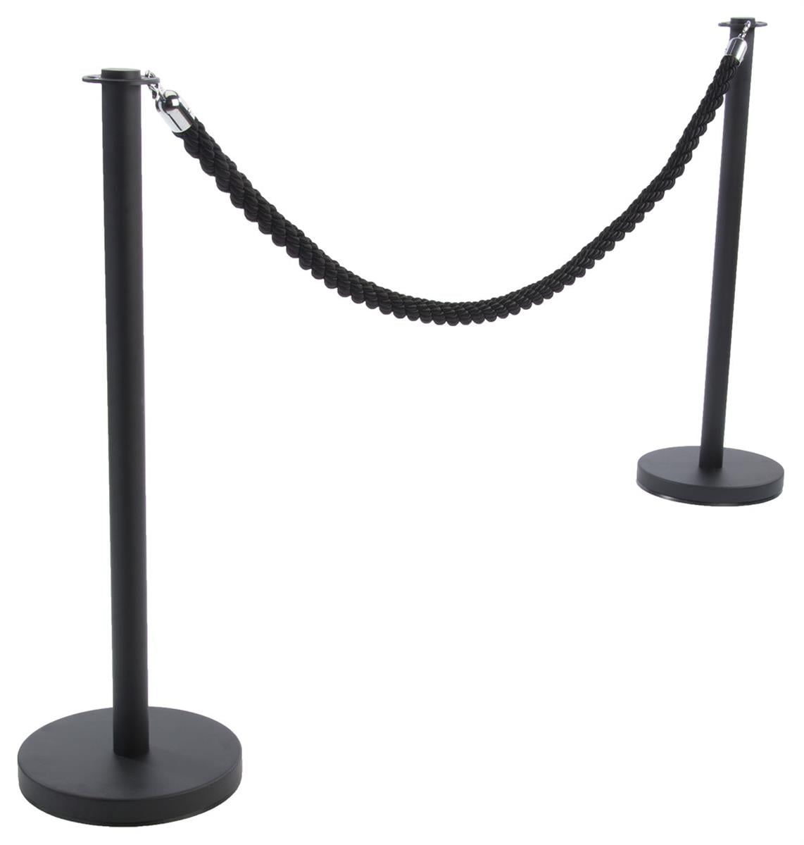 Crowd Control Rope Barrier (Black) (2) 39"H Metal Stanchion Posts; 78
