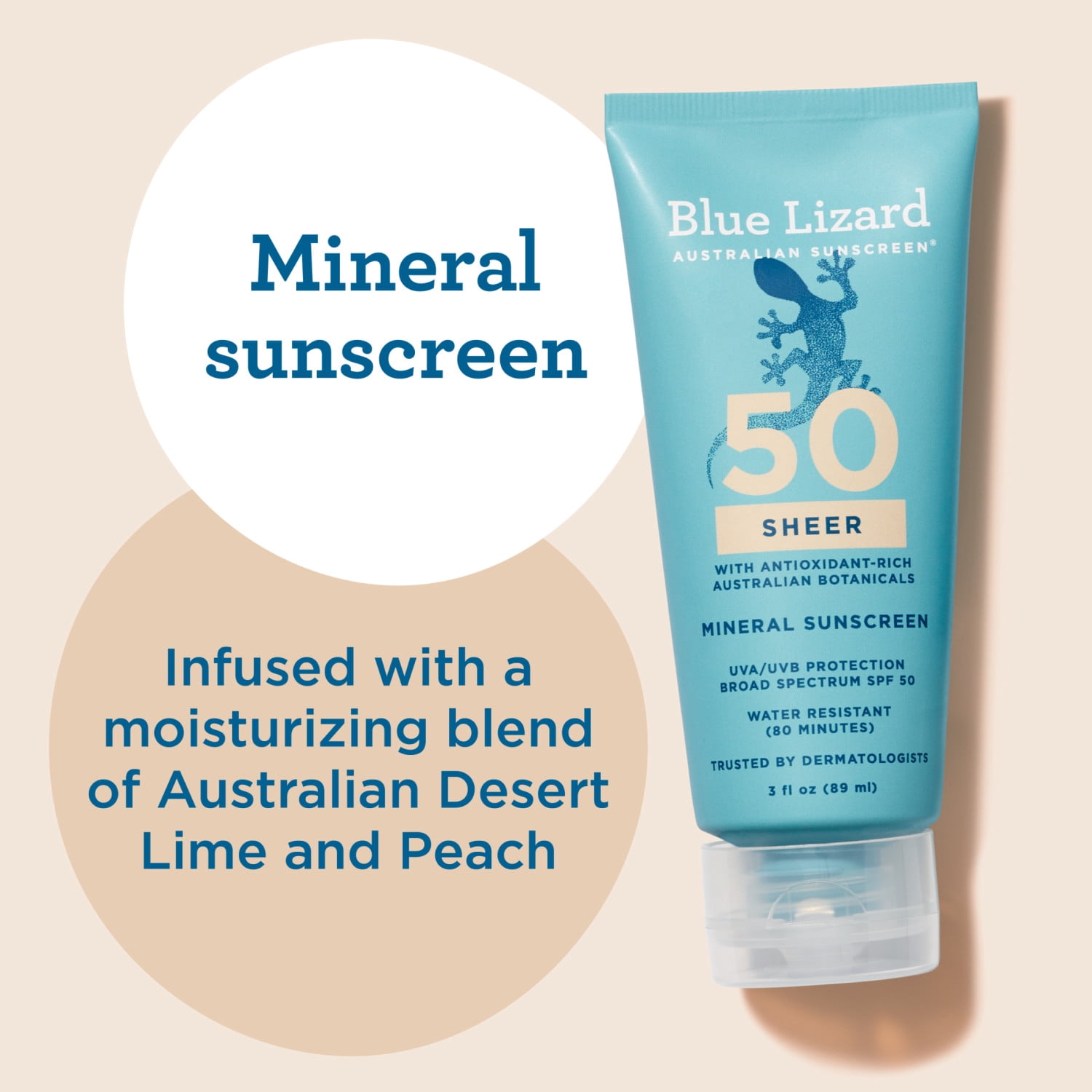 Blue Lizard Sheer Mineral SPF 50 Sunscreen Lotion, Zinc Oxide, 3 fl oz