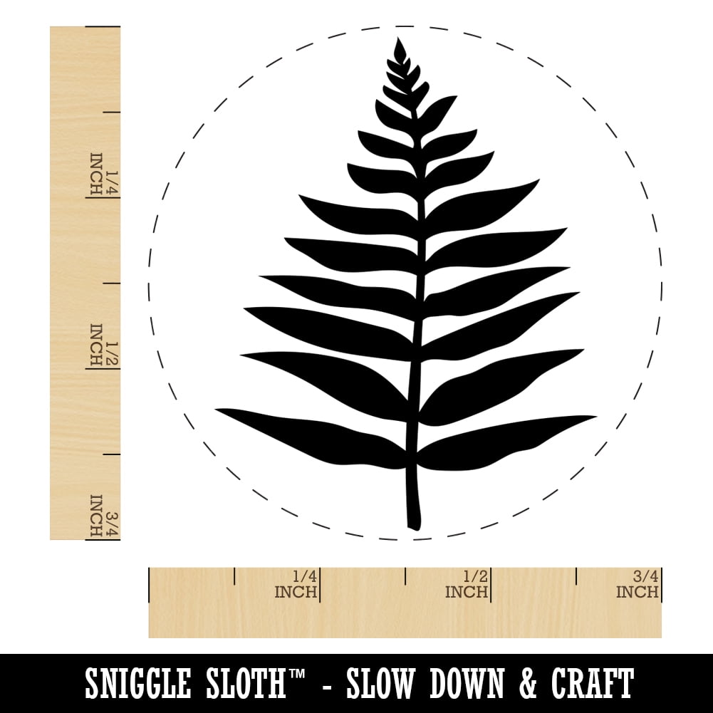 Fern Leaf Self-Inking Rubber Stamp Ink Stamper - Black Ink - Small 3/4 Inch