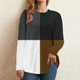 thumbnail image 2 of BLVB Womens Fall Spring Tops Trendy Color Block Crewneck Long Sleeve Casual Loose Going out Blouse, 2 of 5