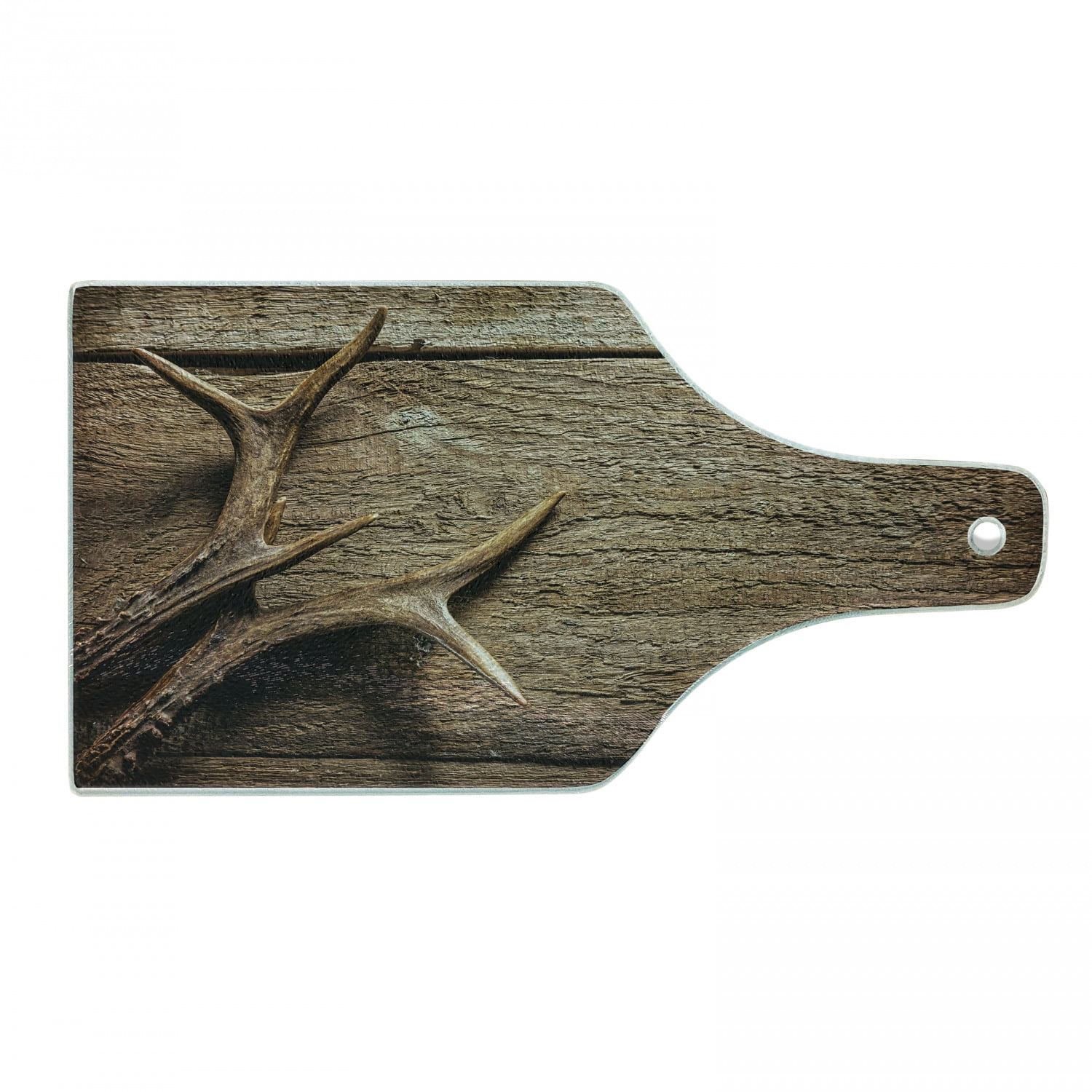 Rustic Antler Design Tempered Glass Butcher Block Table