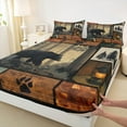 thumbnail image 4 of Feelyou 3D Wildlife Bear Twin Sheet Sets for Men, Vintage Countryside Cabin Twin Fitted Sheet, Patchwork Plaid Flat Sheet, Breathable Home Decor, 3-Piece, 4 of 8