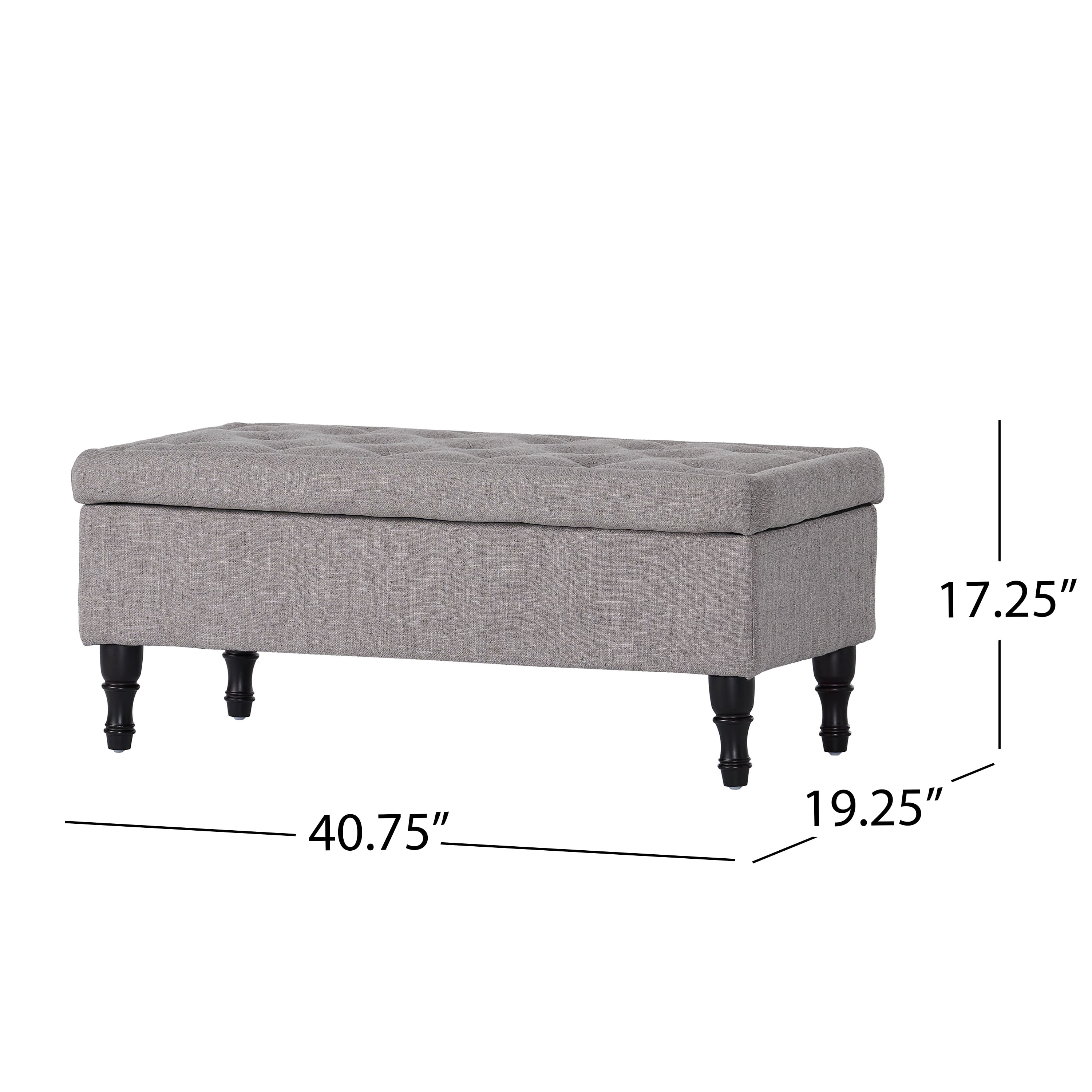 Noble House Chatham Rectangular Fabric Lift Top Storage Ottoman, Gray