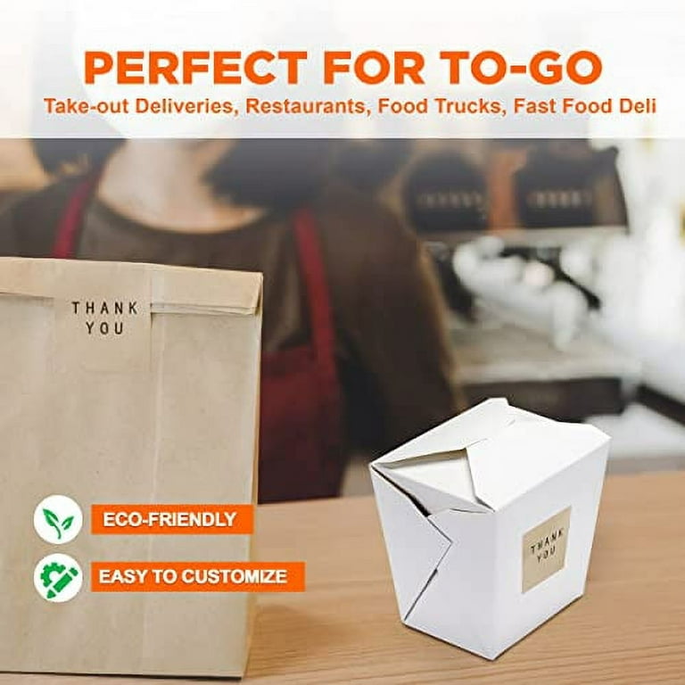[50 Pack] Chinese Take Out Boxes - 32 oz Plain White Chinese Food Containers for to Go Asian Meals - Chinese Food Boxes for Noodles, Rice - Takeout
