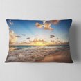 thumbnail image 2 of Designart Sunrise on Beach of Caribbean Sea - Seashore Throw Pillow - 12x20, 2 of 5
