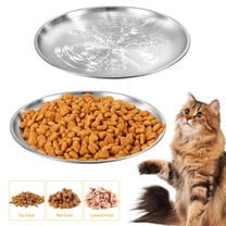 2Pcs Stainless Steel Cat Dishes, Wide Whisker Friendly Cat Shallow Food Bowl, 6.7" Flat Pet Plate for Small Pets Wet & Dry Food and Water Bowls