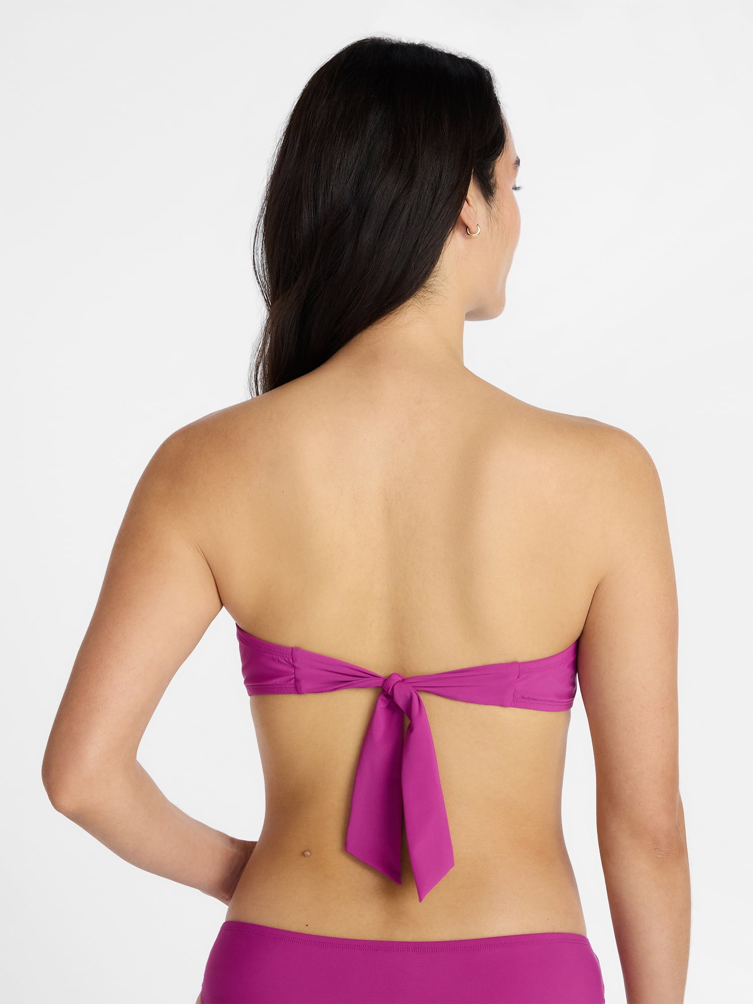 Time and Tru Women’s Bandeau Bikini Top with Beads, Sizes XS-XL